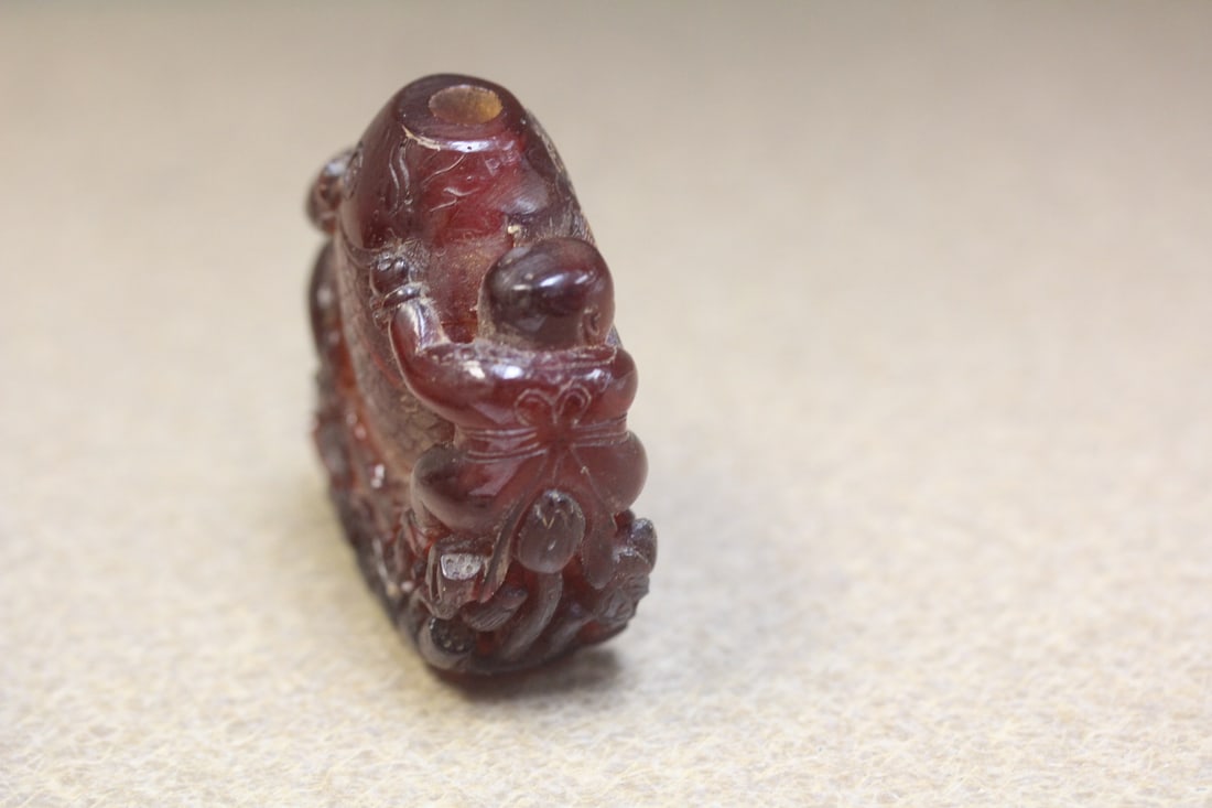 Amber or Amber Style Carved Snuff Bottle - 4