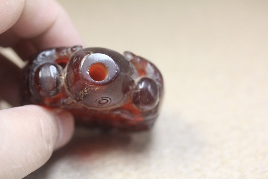 Amber or Amber Style Carved Snuff Bottle - 5