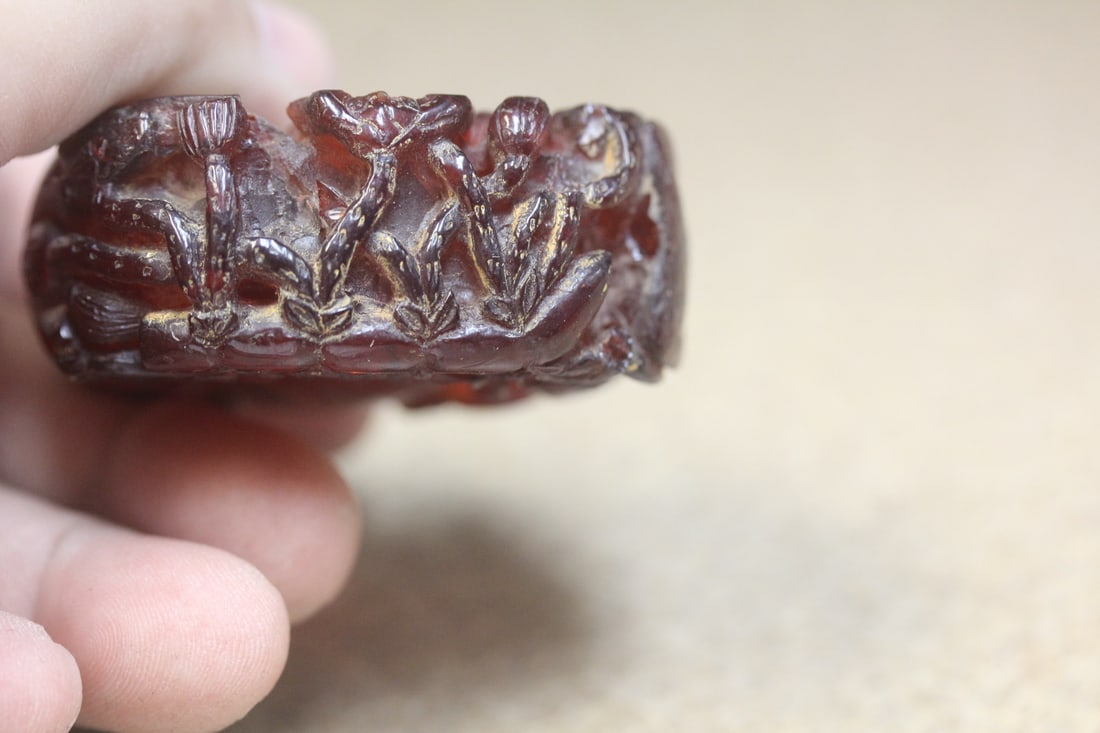 Amber or Amber Style Carved Snuff Bottle - 7
