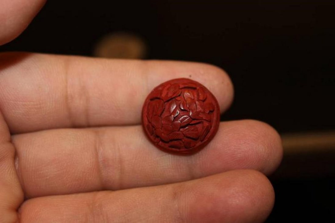 Lot of 3 Cinnabar Chinese Buttons - 7