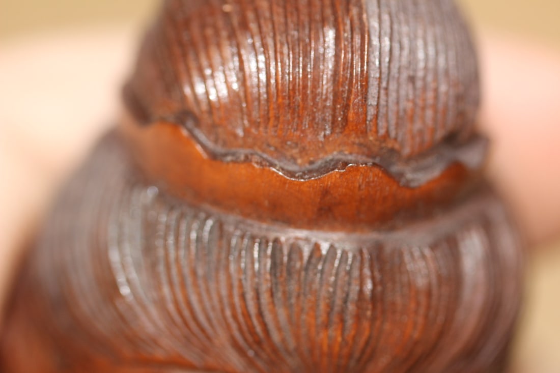 Signed Japanese Wood Netsuke Face - 10