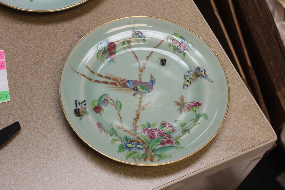 Chinese Celadon Plate: 20th century - rare pattern - 8" in diameter
