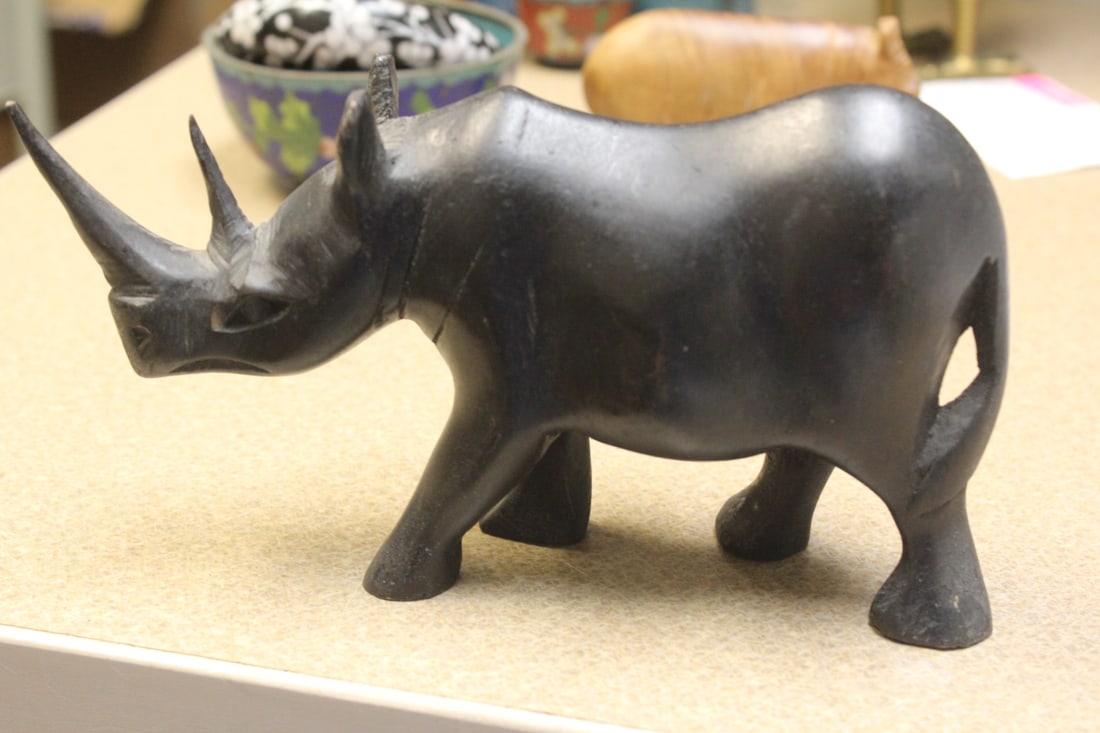 Wooden Rhinoceros: 7" across