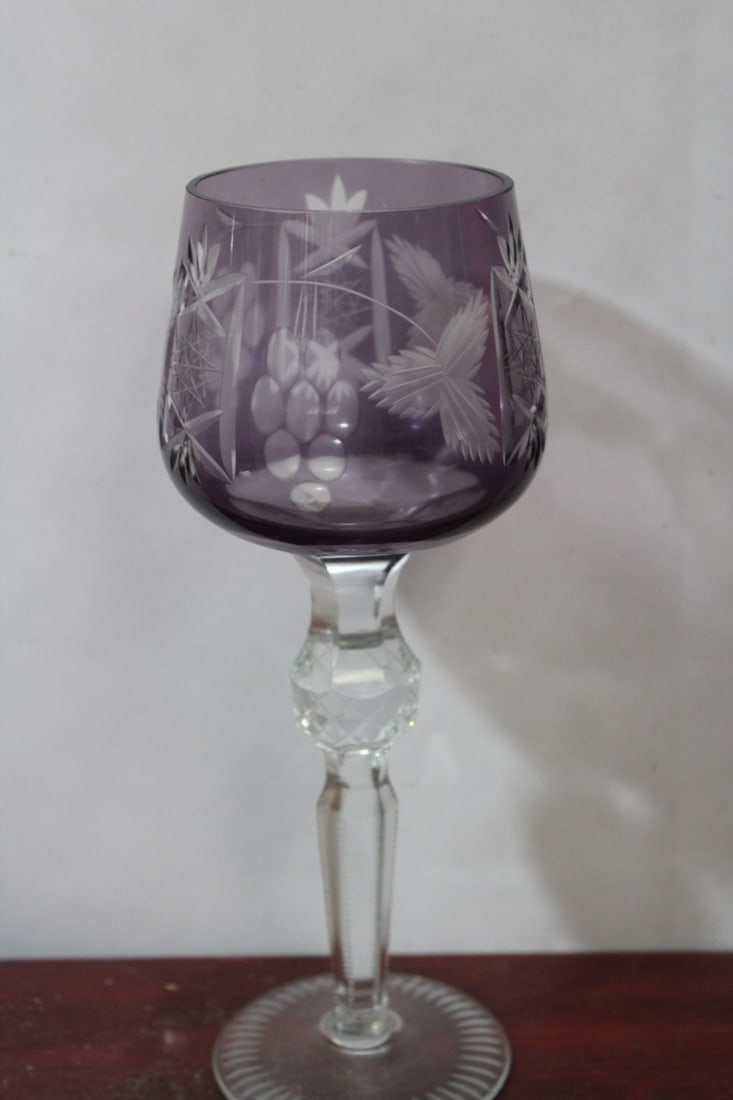 An Amethyst Cut Glass Goblet - 2