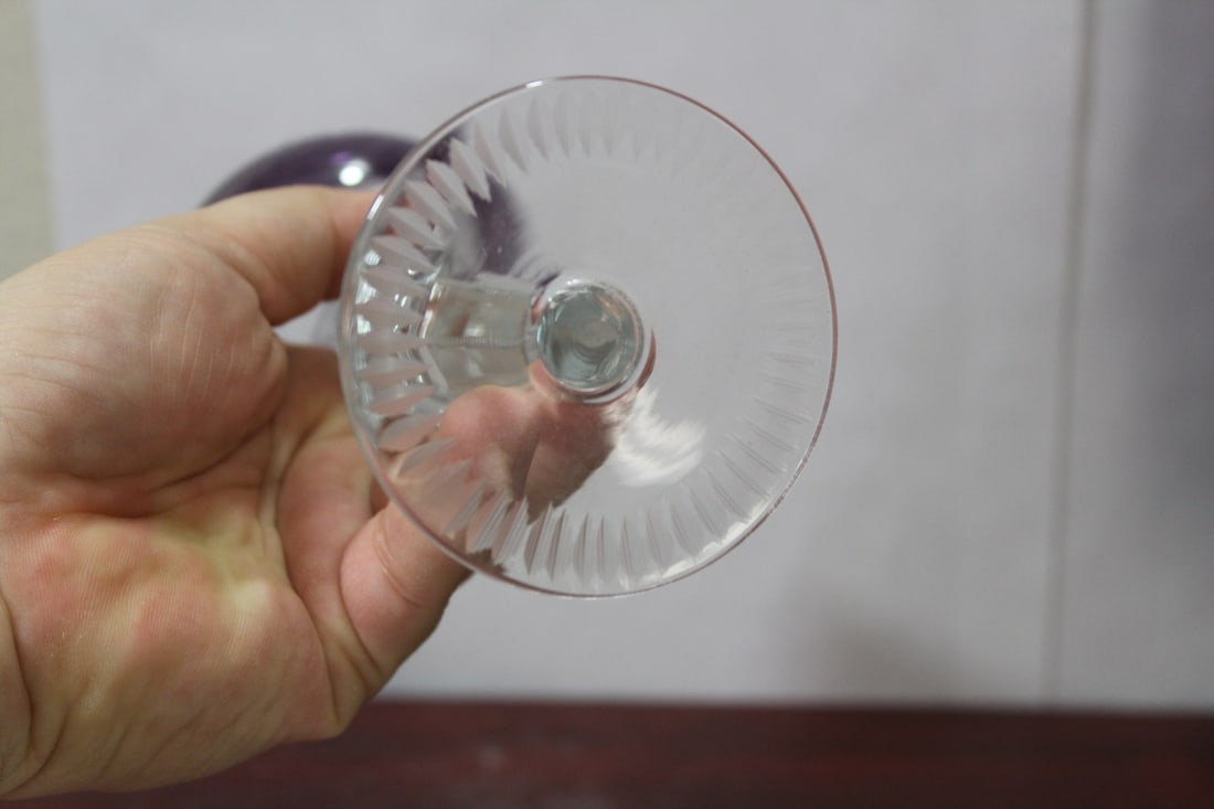 An Amethyst Cut Glass Goblet - 6