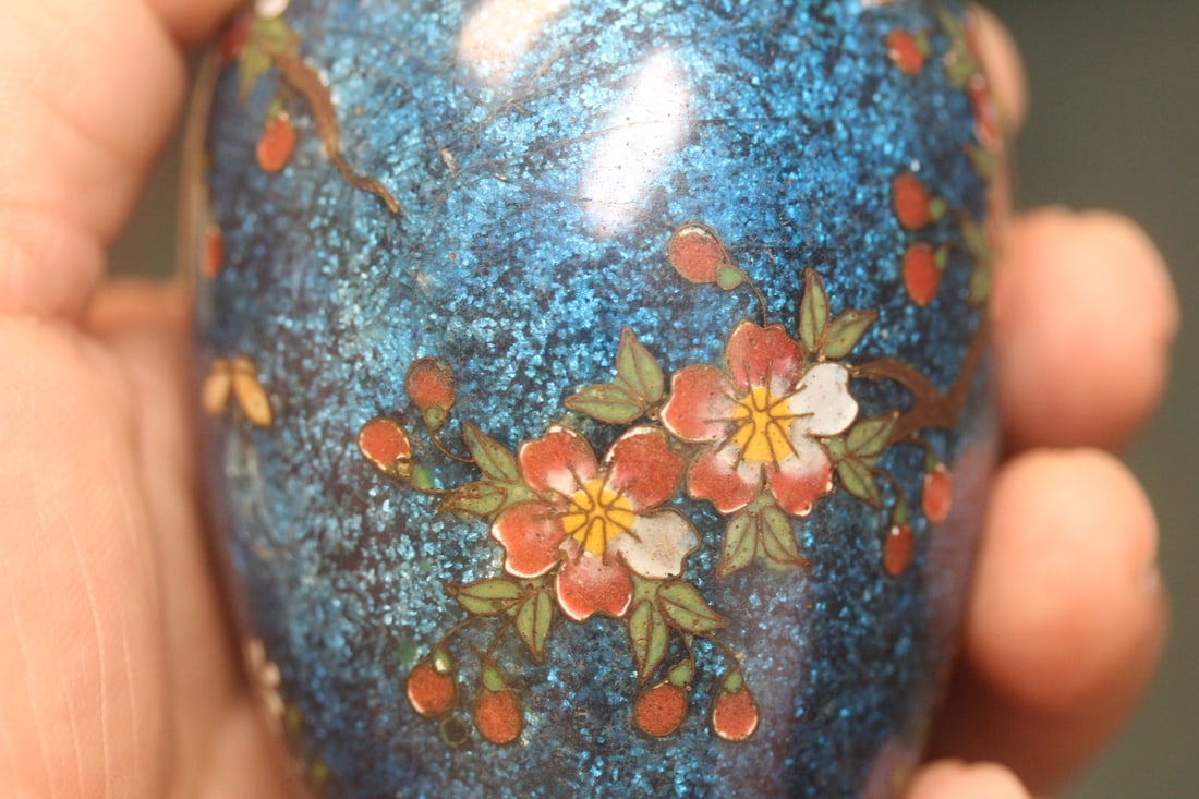 Antique Small Japanese Ginbari Cloisonne Vase - 6