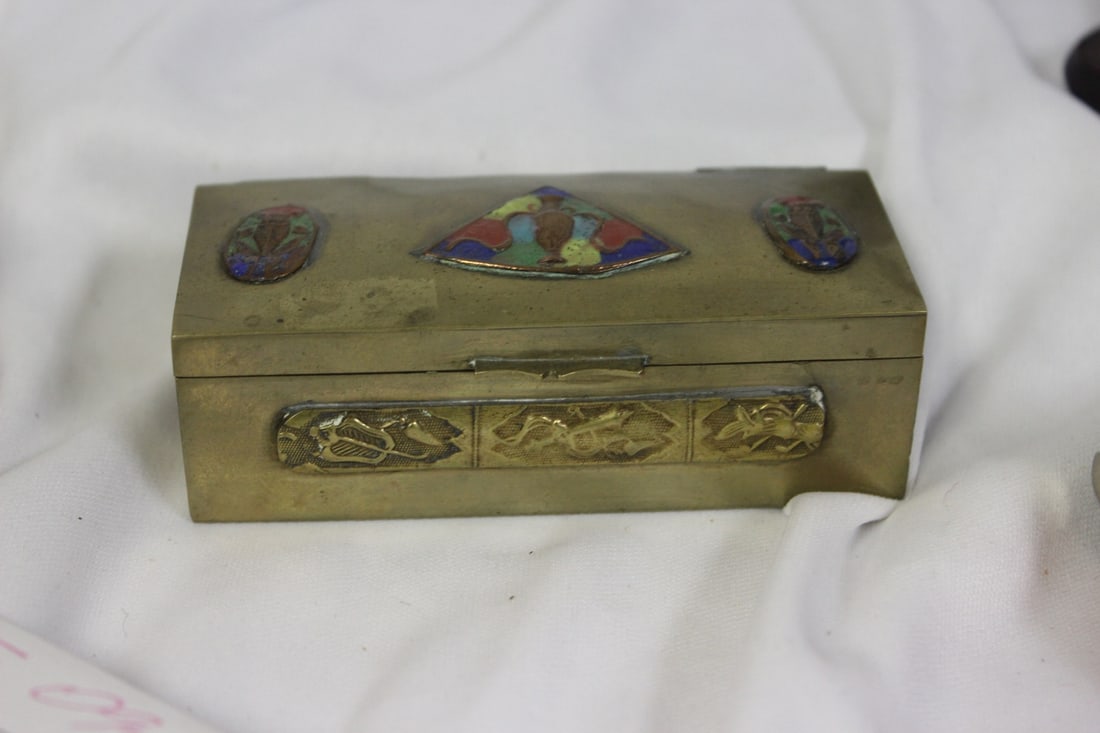 A Chinese Brass Cloisonne Trinket Box - 2