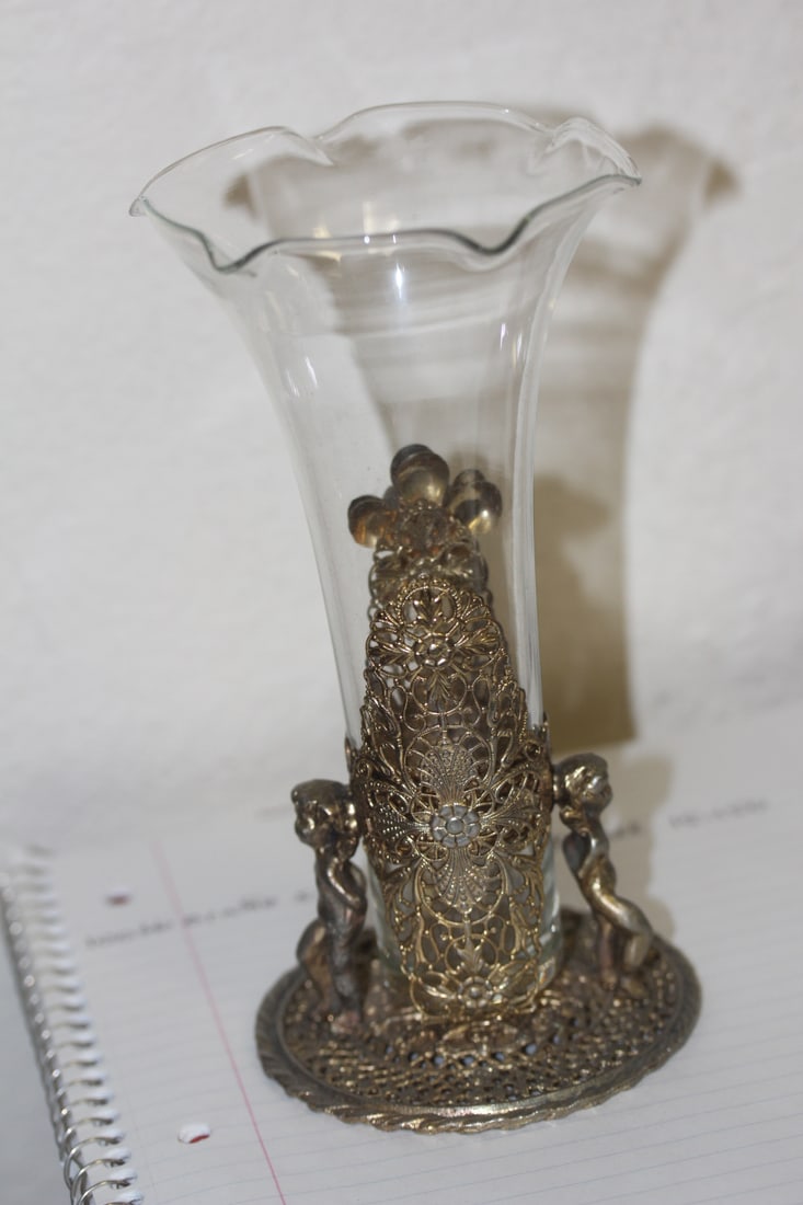 Gold Plated and Clear Glass Vase - 3