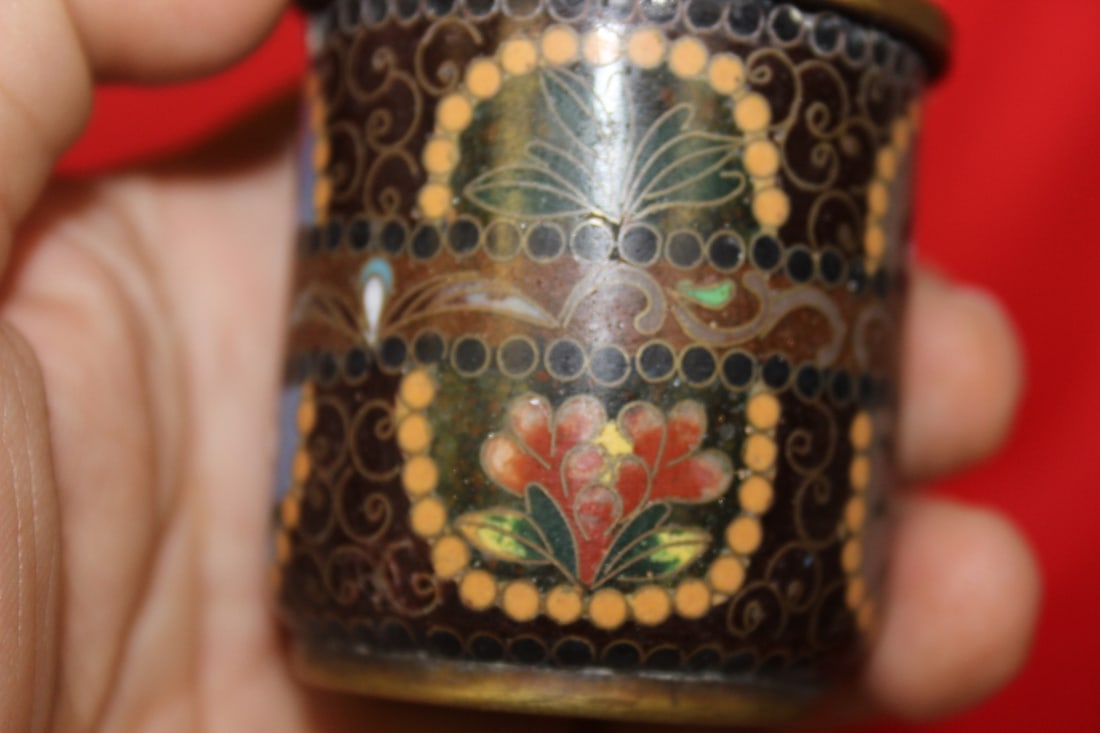 Set of 3 Japanese Cloisonne Cylinder Container - 11