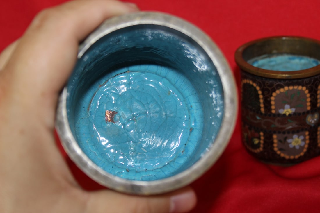Set of 3 Japanese Cloisonne Cylinder Container - 6