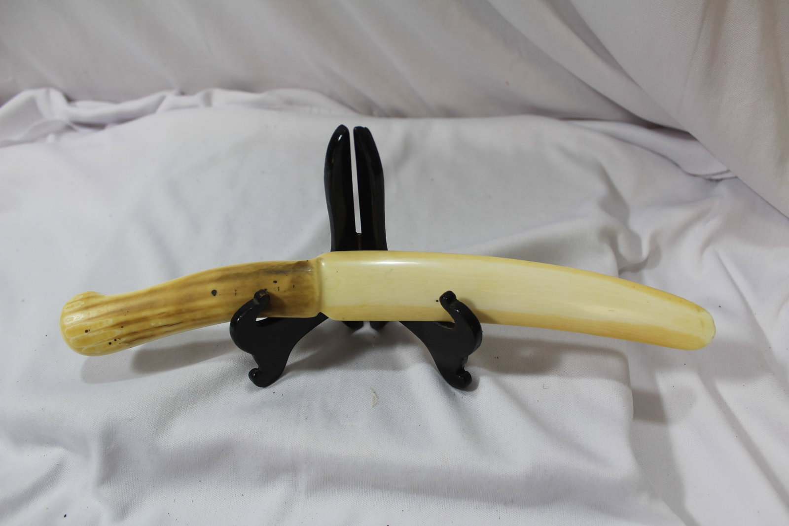 A Carved Bone Knife: old - 10 1/2" long