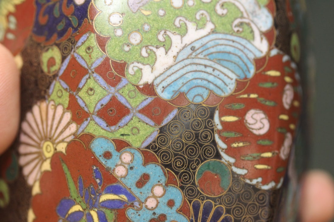 Antique Japanese Facet Cloisonne Vase - 7