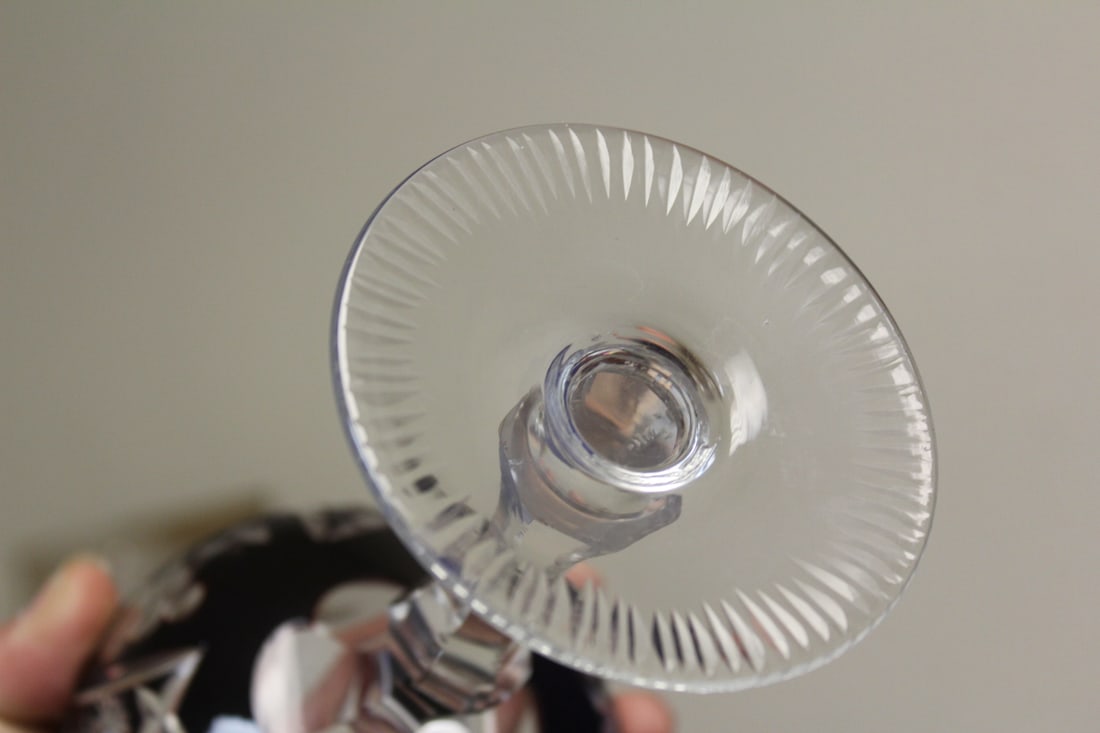 A Ruby Red Cut Glass Wine Goblet - 7