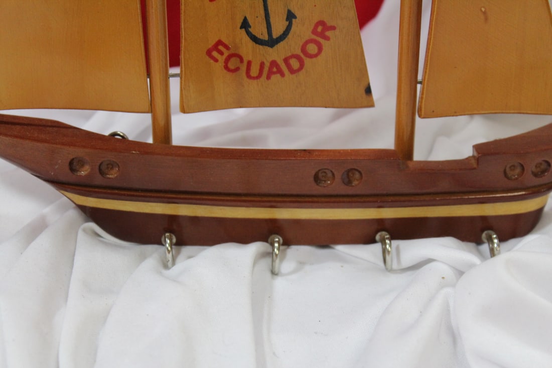 A Wooden Sail Boat Motif Wall Hanger - 2
