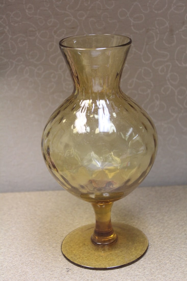 Amber Coloured Glass Vase - 2