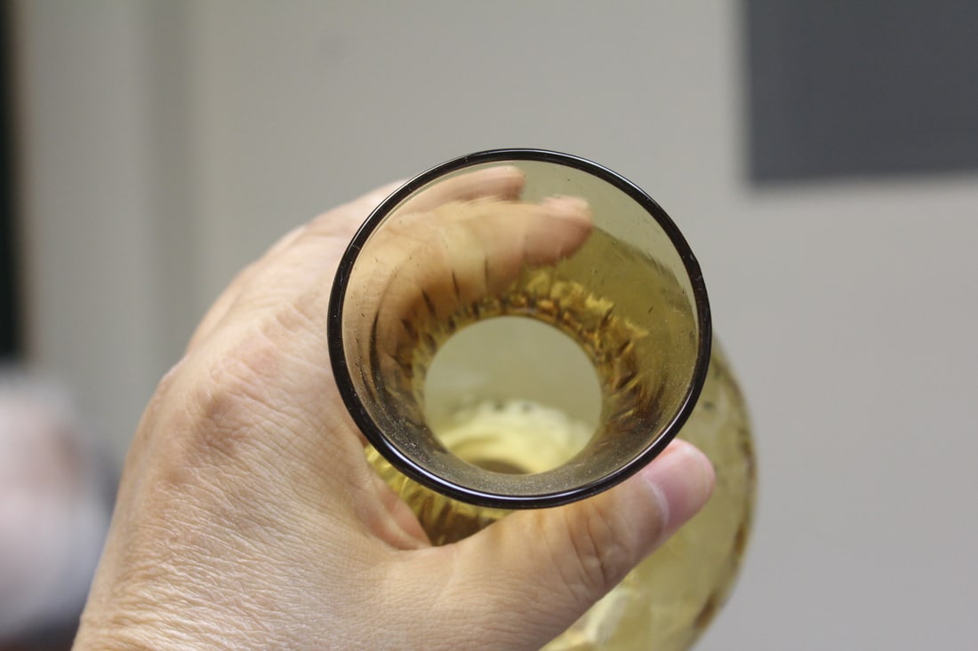 Amber Coloured Glass Vase - 4