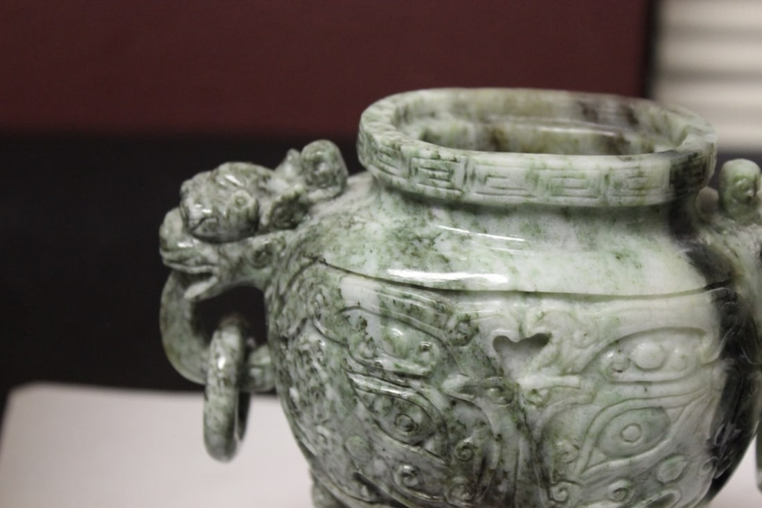 A Chinese Very Well Carved Jade Urn - 4