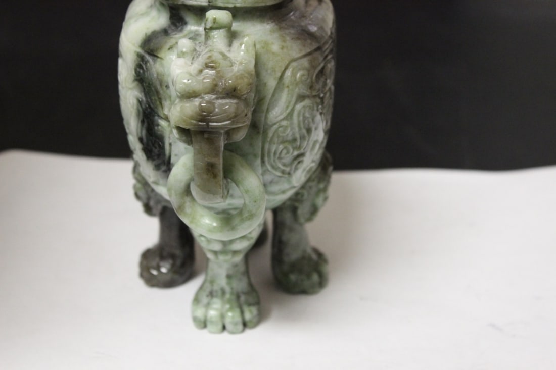 A Chinese Very Well Carved Jade Urn - 5