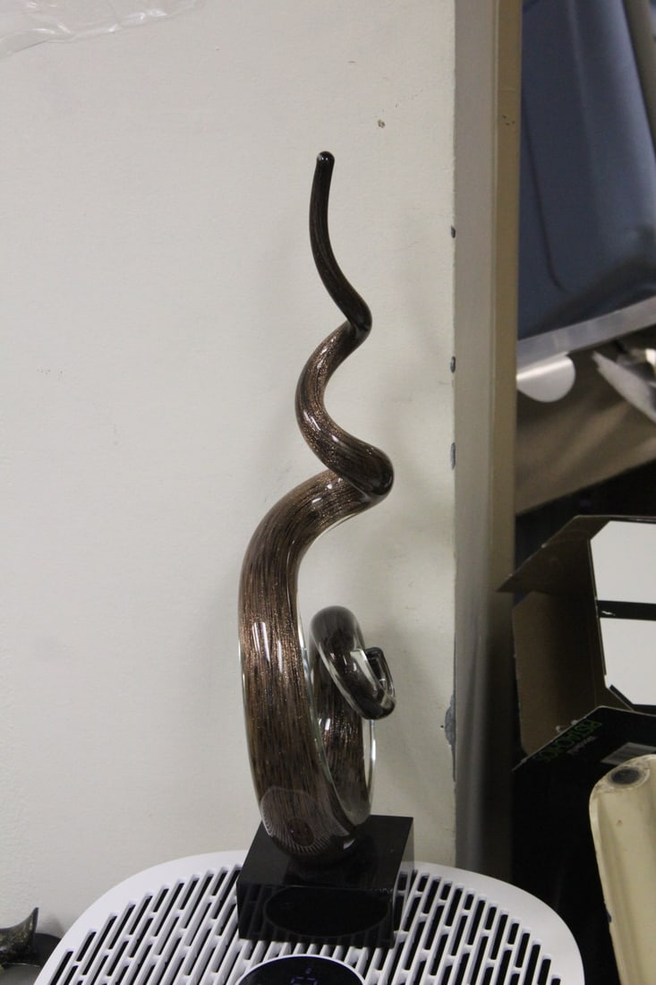 Art Glass Swirl Form Statue - 2