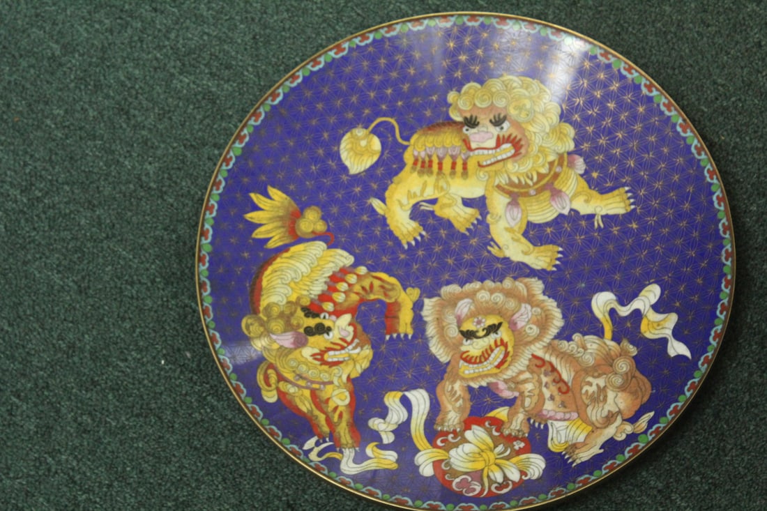 Chinese Cloisonne Kylin Motied Charger - 2