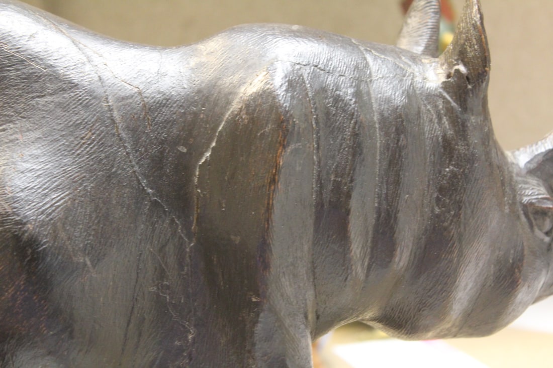 Large Solid Wood Rhinoceros - 2