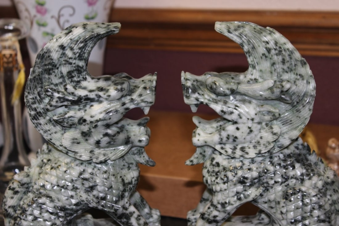 Set of Two Jade or Hardstone Chinese Beast - 2