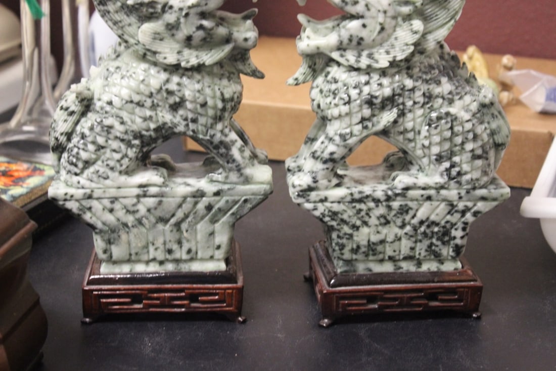 Set of Two Jade or Hardstone Chinese Beast - 9