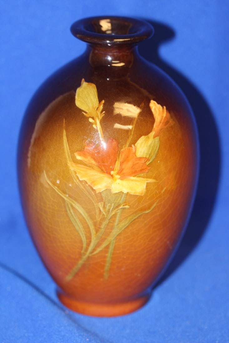 A Roseville Rozane Vase: please note: chips as shown - 6 3/4" tall