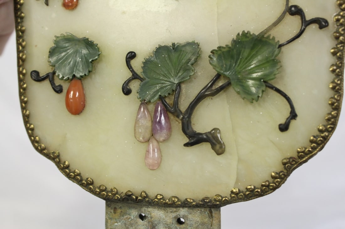 An Antique Jade Inlaid With Bone Chinese Mirror - 4