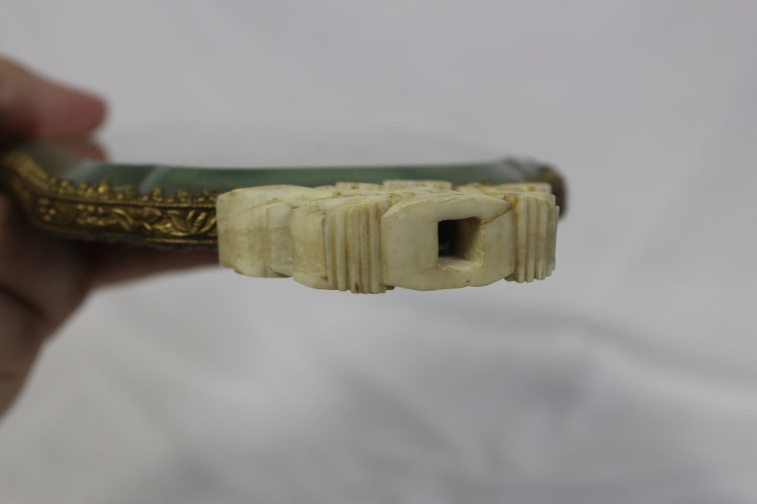An Antique Jade Inlaid With Bone Chinese Mirror - 7