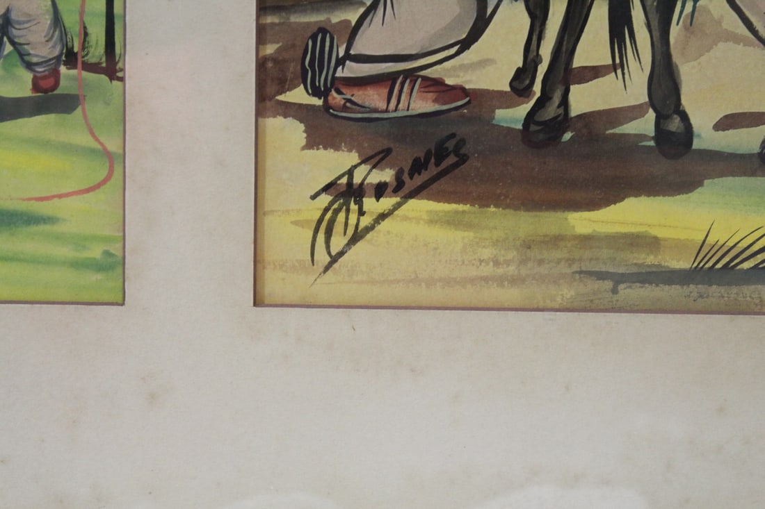 A Lot of Two Signed Gouache Watercolor Painting - 4