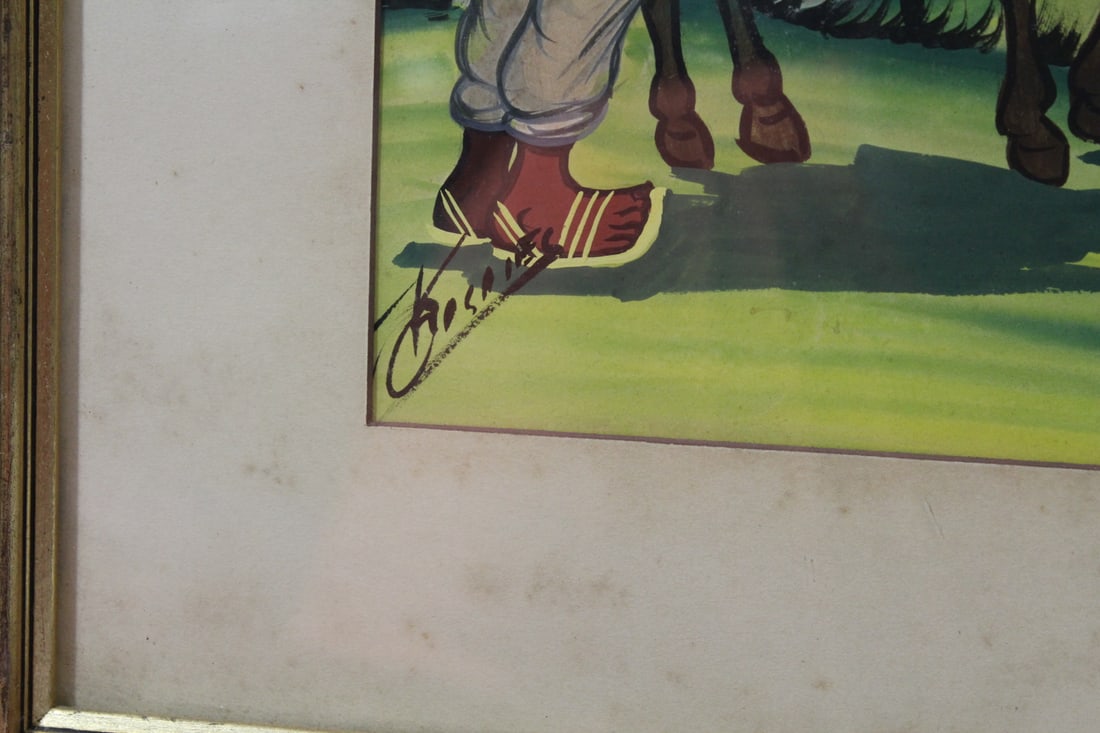 A Lot of Two Signed Gouache Watercolor Painting - 5