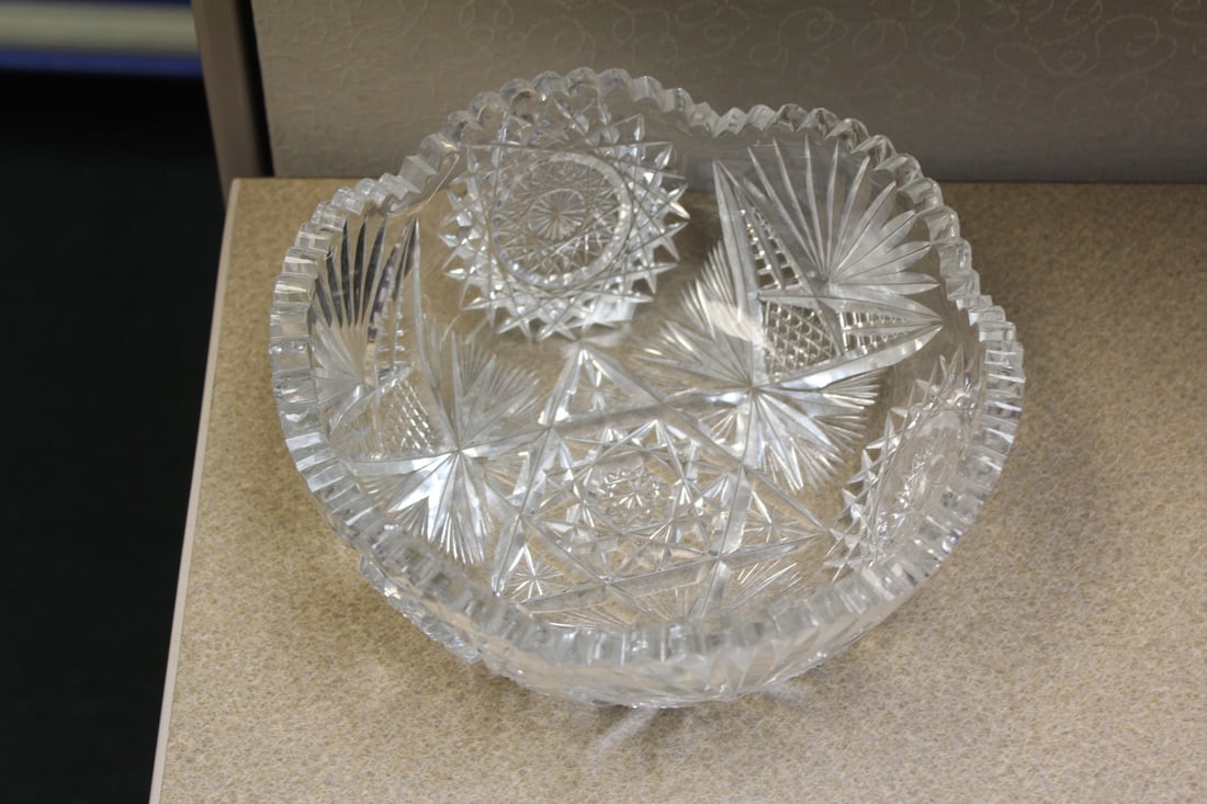 Cut Glass Bowl: American Brilliant Cut glass period - approximately 8 3/8 inches in diameter