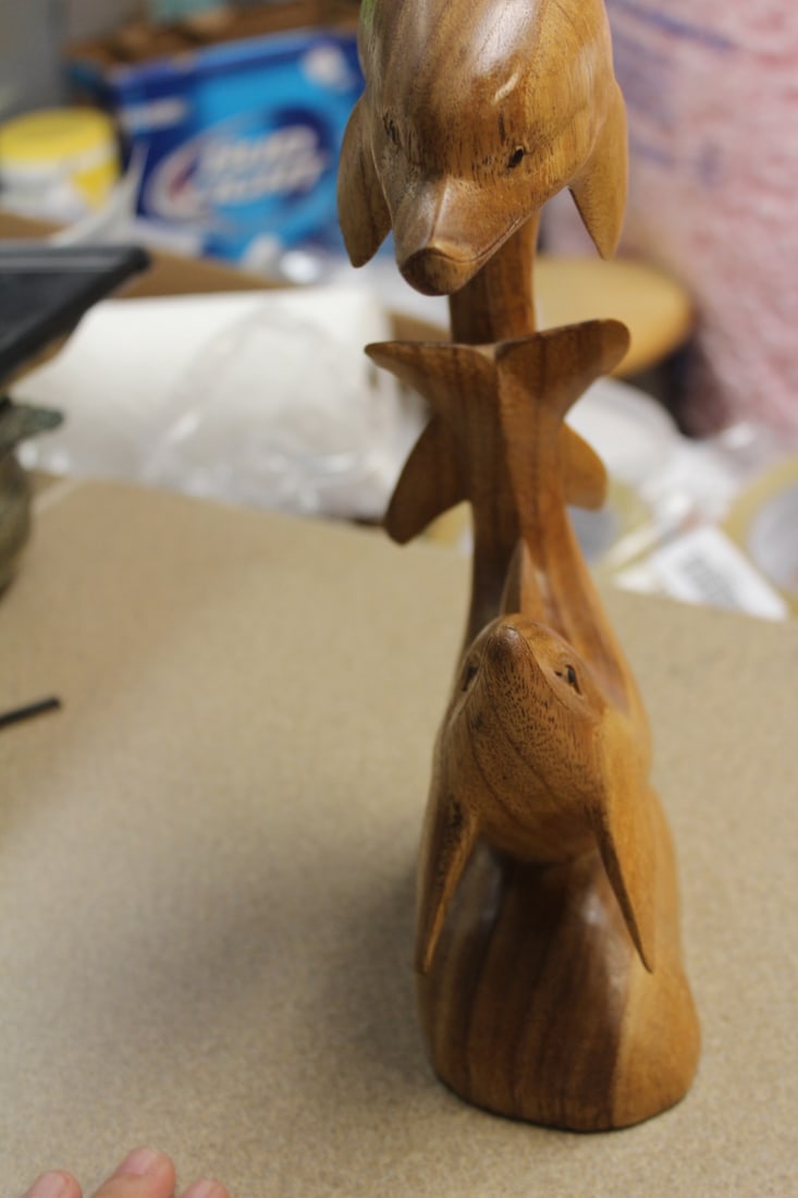 Carved Wooden Group of Dolphins - 4