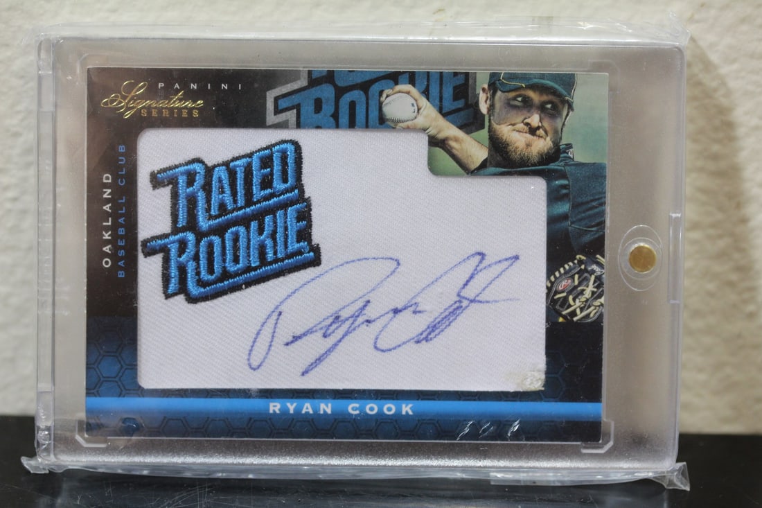 A Ryan Cook Baseball Card: Jersey signed - cased - sealed - limited edition