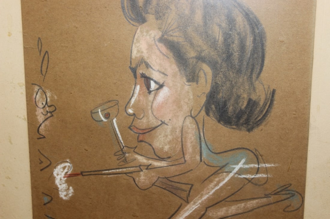 A Charcol / Pastel On Paper - Midcentury - 3