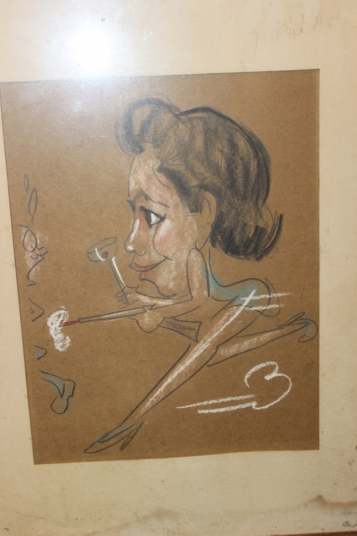 A Charcol / Pastel On Paper - Midcentury - 6