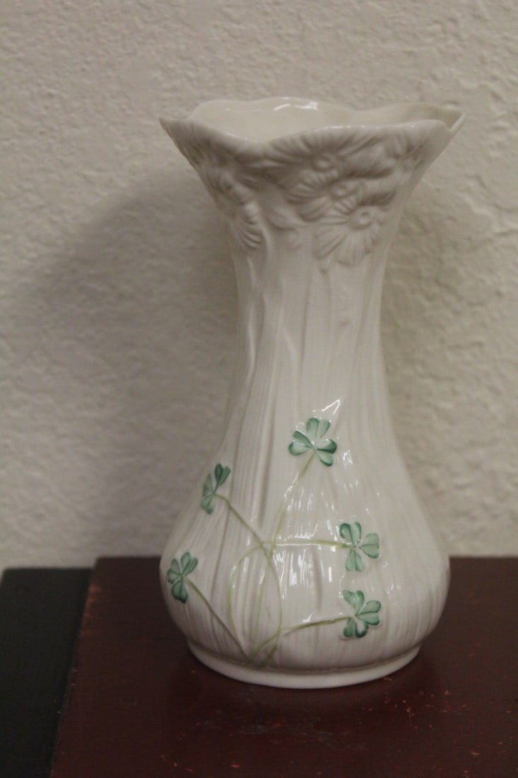 A Belleek Vase: 6" tall