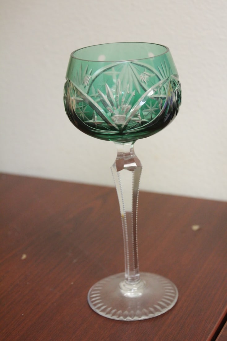A Green Cut Glass Goblet - 2