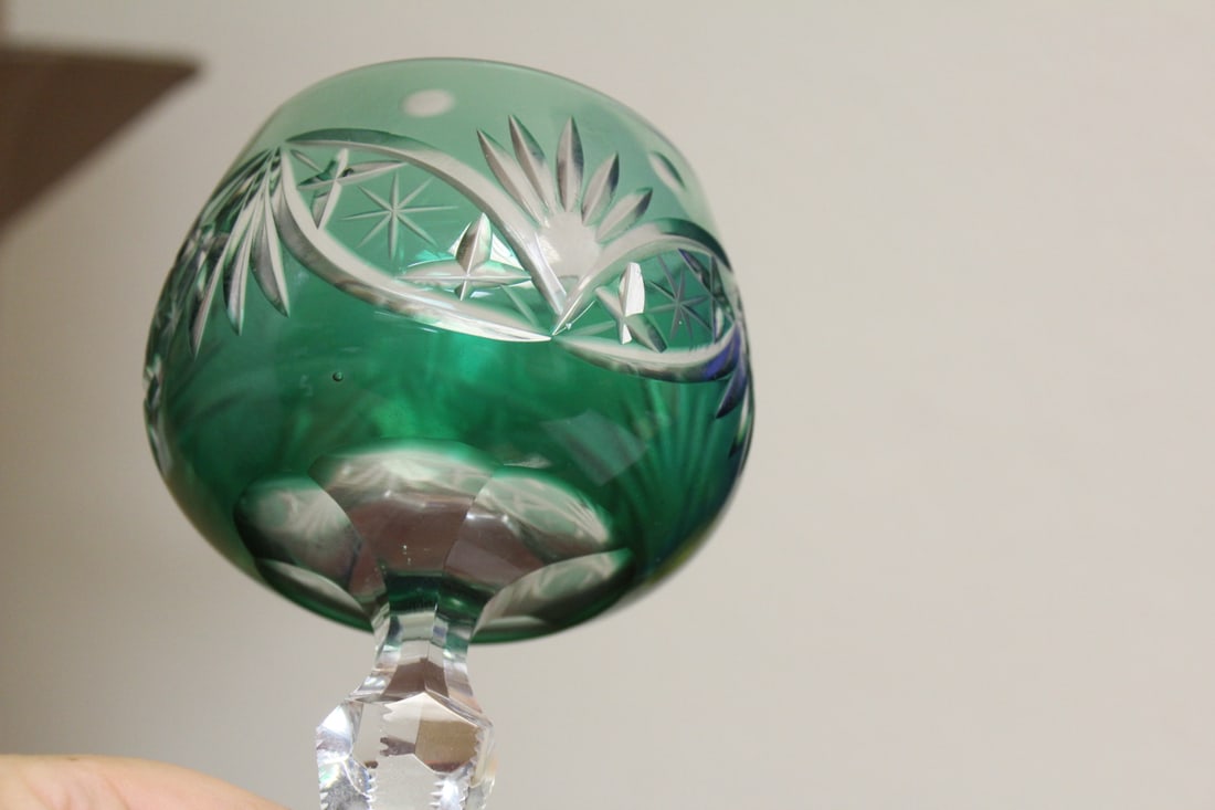 A Green Cut Glass Goblet - 5