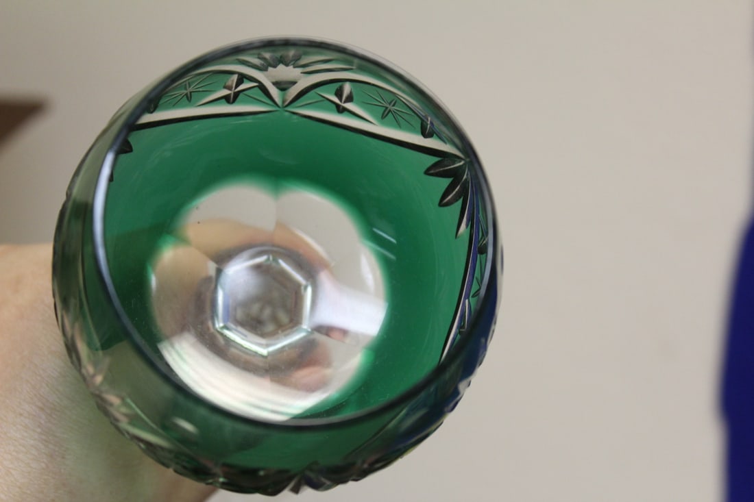 A Green Cut Glass Goblet - 7
