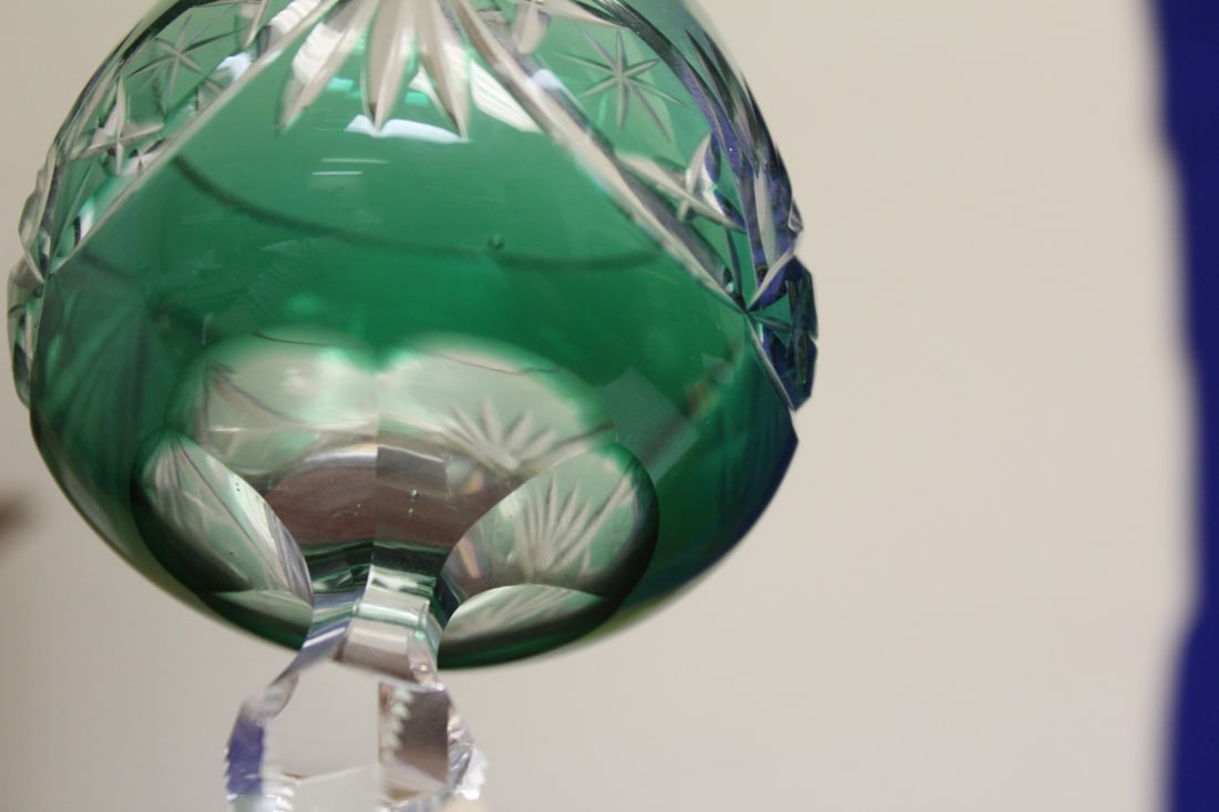 A Green Cut Glass Goblet - 8