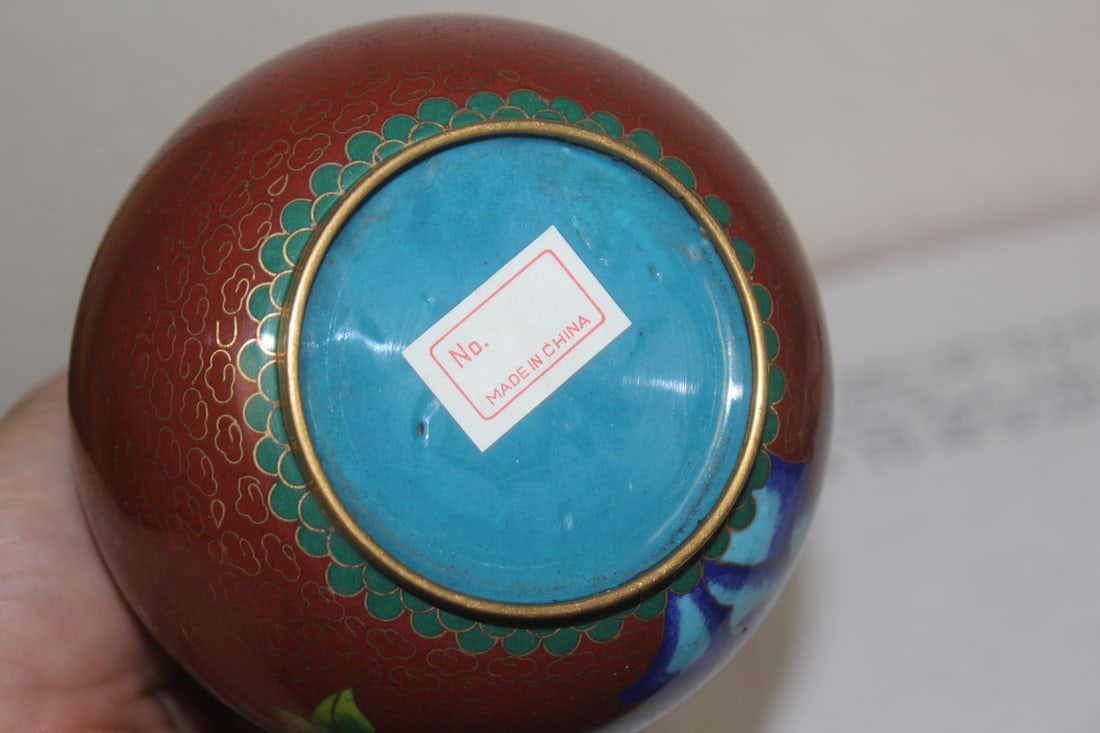 Chinese Cloisonne Tear Drop Vase - 5