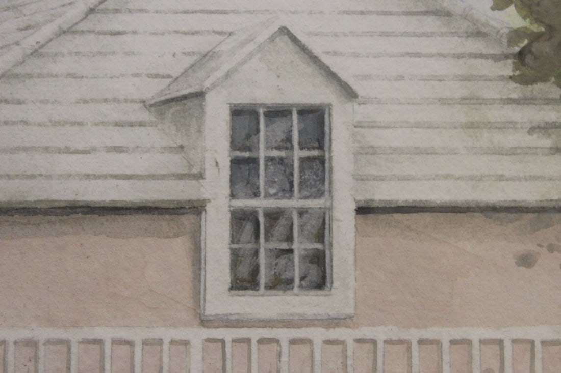 Pink House in Wood Frame Watercolour - 5