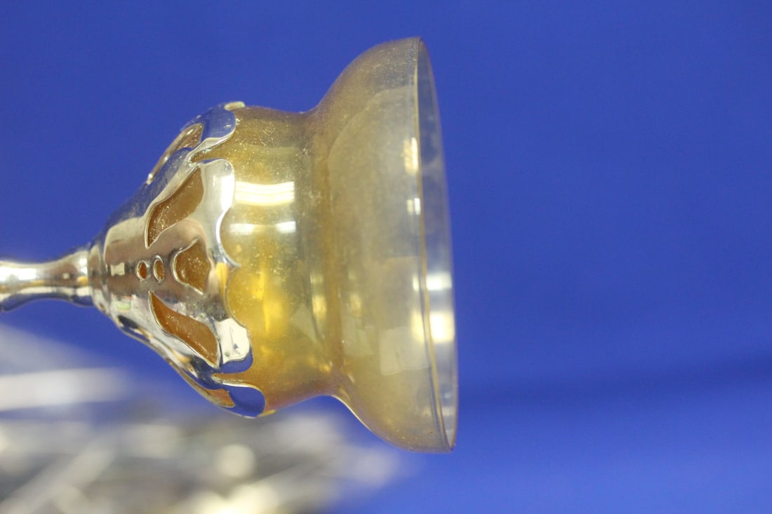 Silverplated and Amber Glass Goblet - 5