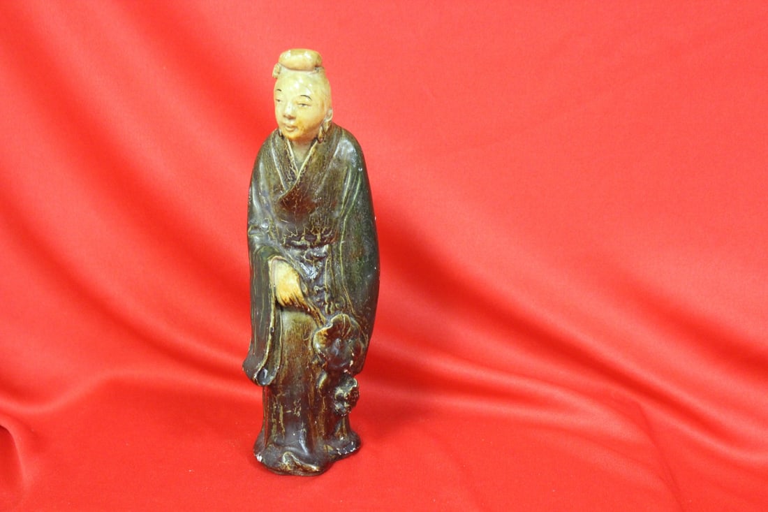 An Old Ceramic Chinese Figurine: 7 3/8" tall