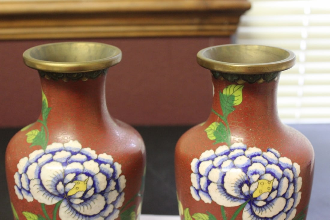 Lot of 2 Chinese Cloisonne Vases - Vintage - 2