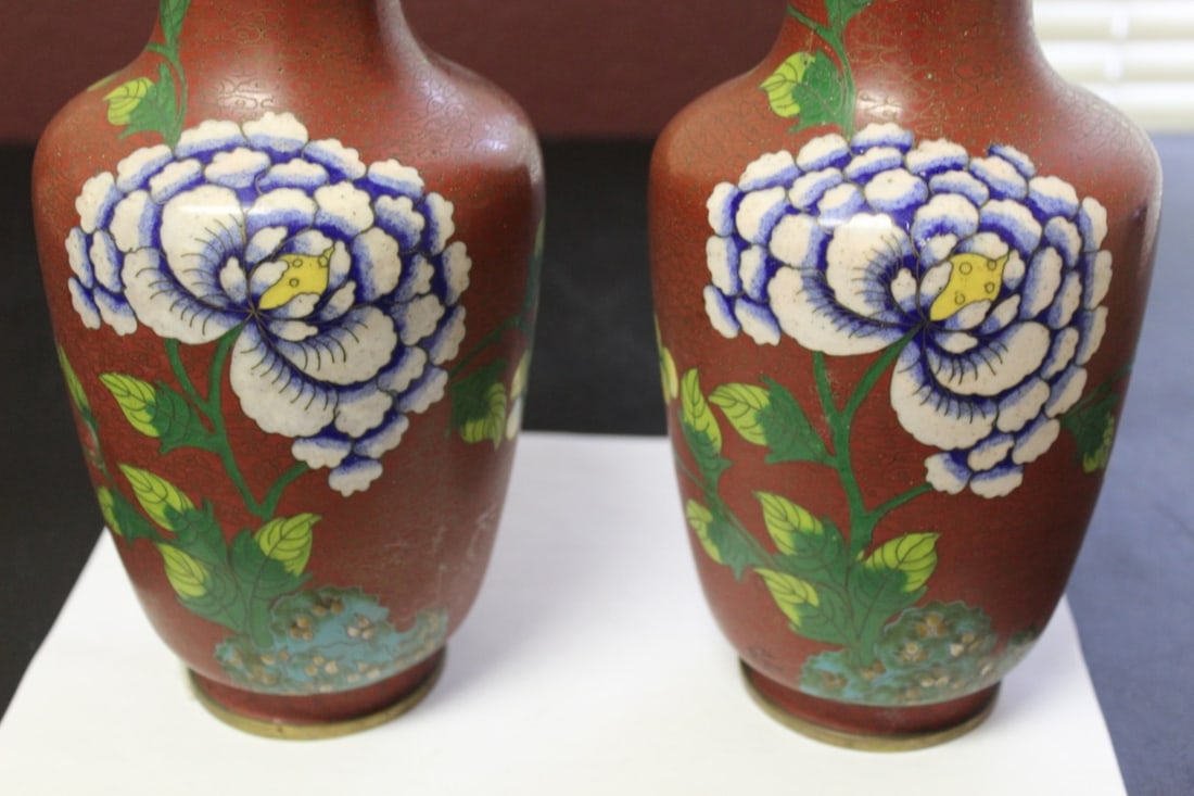 Lot of 2 Chinese Cloisonne Vases - Vintage - 3