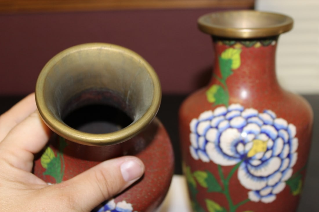 Lot of 2 Chinese Cloisonne Vases - Vintage - 4