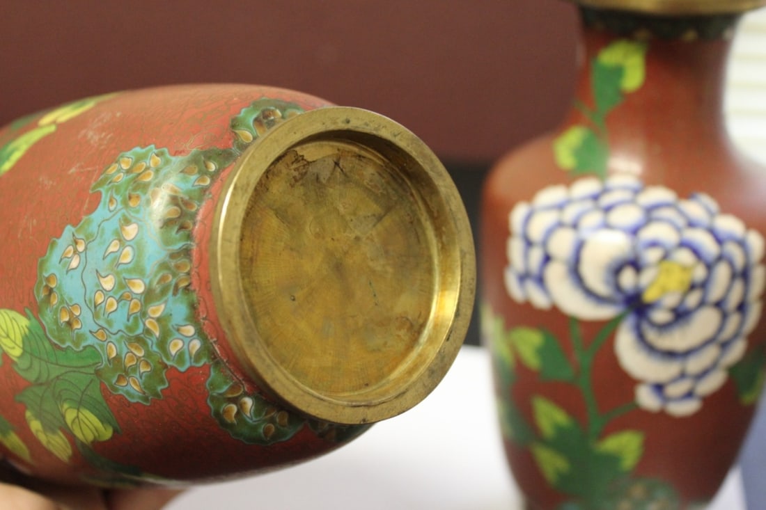 Lot of 2 Chinese Cloisonne Vases - Vintage - 5